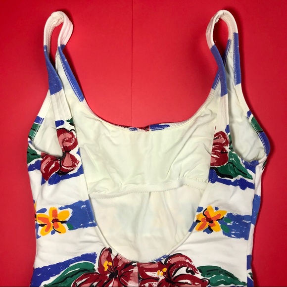 Vintage Flower Print One Piece Swimsuit - Picture 4 of 6